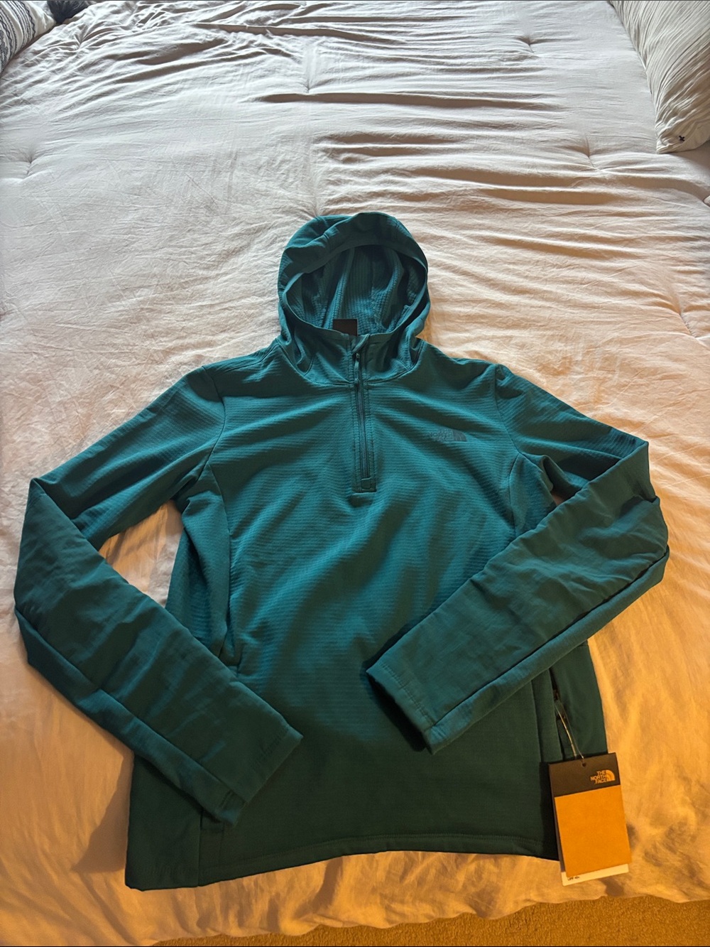 The North Face Teal Blue Half-Zip Hooded Pullover